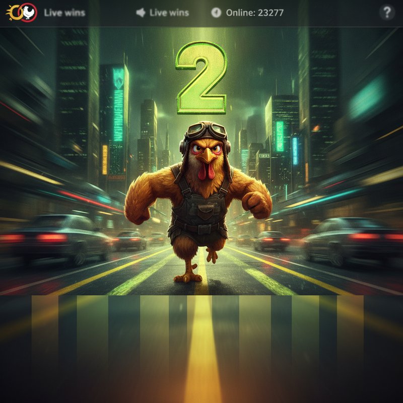 Chicken Road 2 gameplay con pollo che attraversa la strada